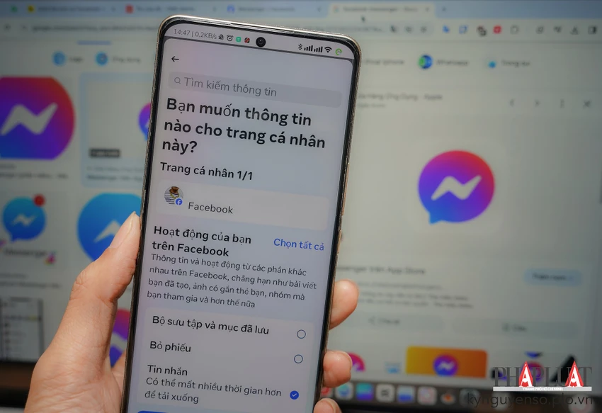 Tải xuống toàn bộ tin nhắn Facebook Messenger về điện thoại hoặc máy tính để dễ dàng xem lại khi lỡ tay xóa nhầm. Ảnh: TIỂU MINH