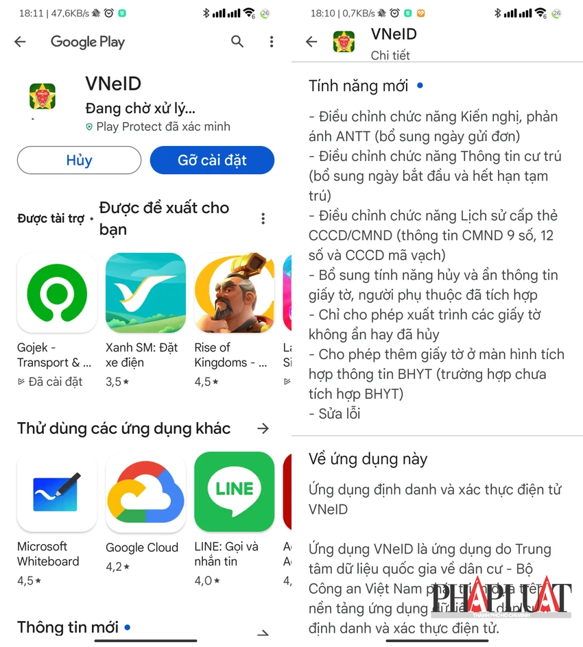 Phiên bản VNeID 2.1.4 ra mắt với nhiều tính năng mới. Ảnh: MINH HOÀNG