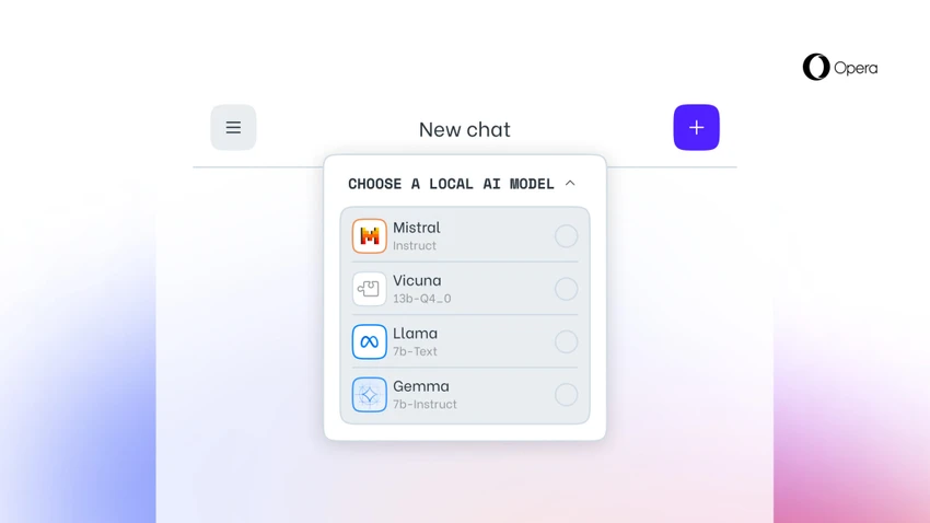 Các LLM khác nhau có sẵn cho người dùng Opera Developer.