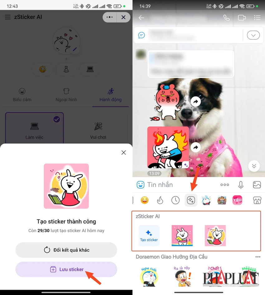 Cách tạo sticker không đụng hàng trên Zalo bằng AI. Ảnh: MINH HOÀNG