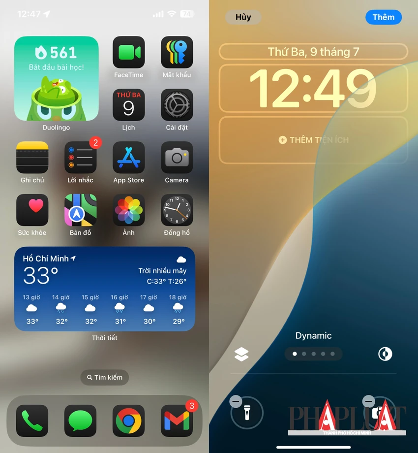 iOS 18 beta 3 cho phép người dùng tùy chỉnh màn hình chính nhiều hơn. Ảnh: MINH HOÀNG