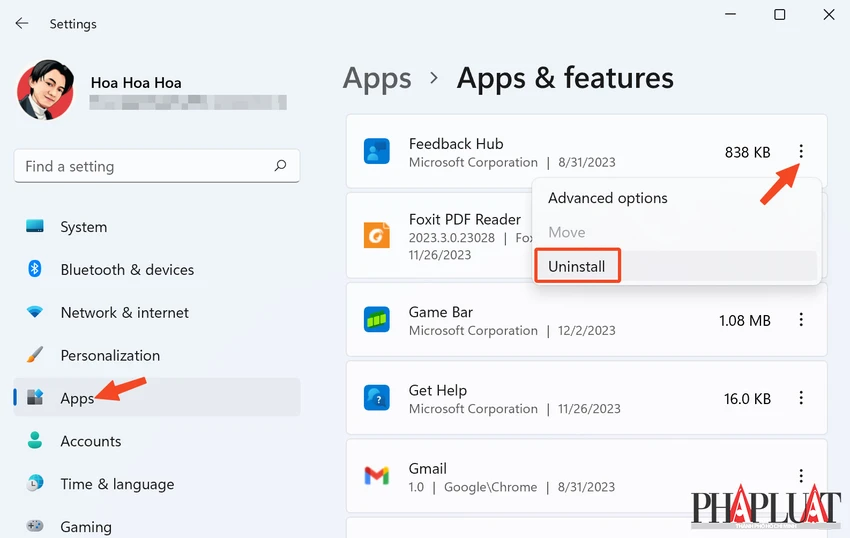 Gỡ các phần mềm mặc định trên máy tính Windows. Ảnh: TIỂU MINH