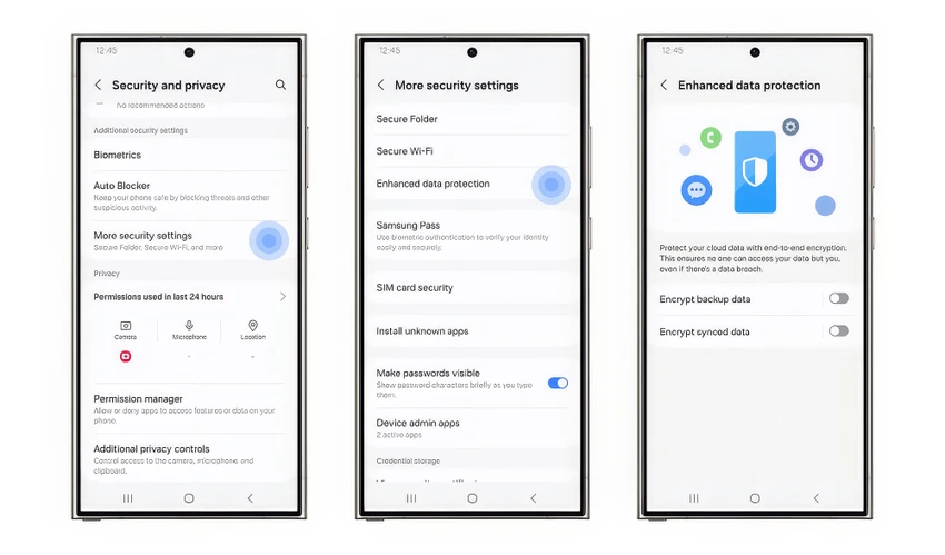 Bật tính năng mã hóa dữ liệu để tăng thêm phần bảo mật. Ảnh: Samsung