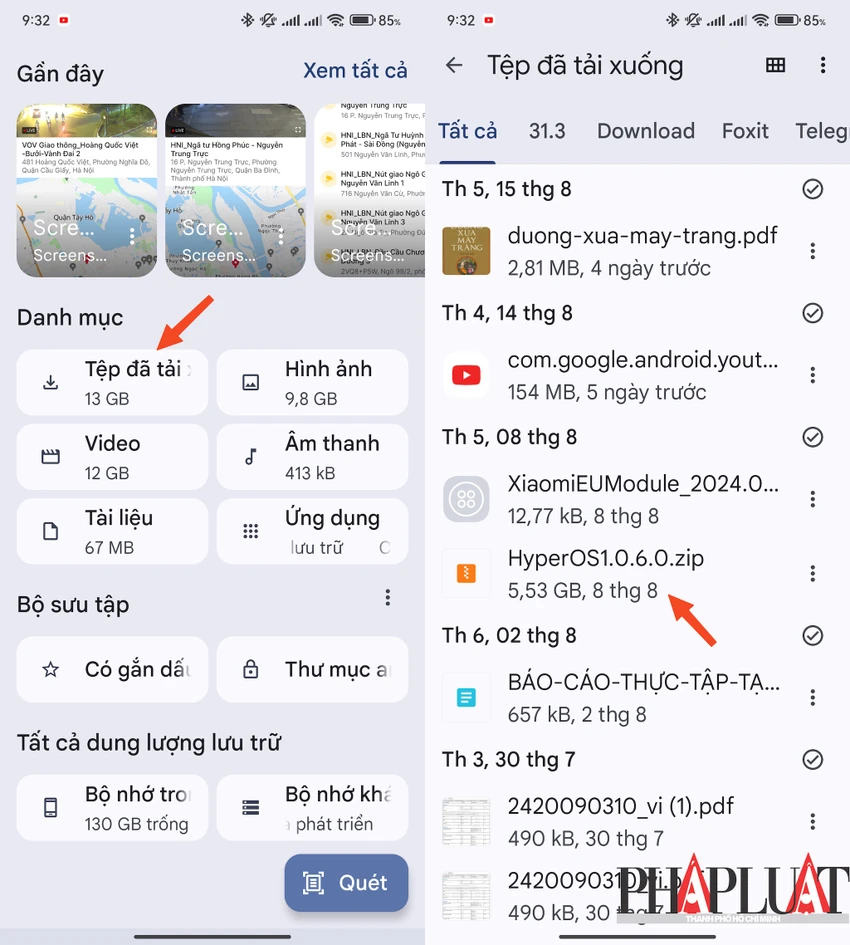 Xóa bớt các tệp tin lớn trên điện thoại. Ảnh: MINH HOÀNG