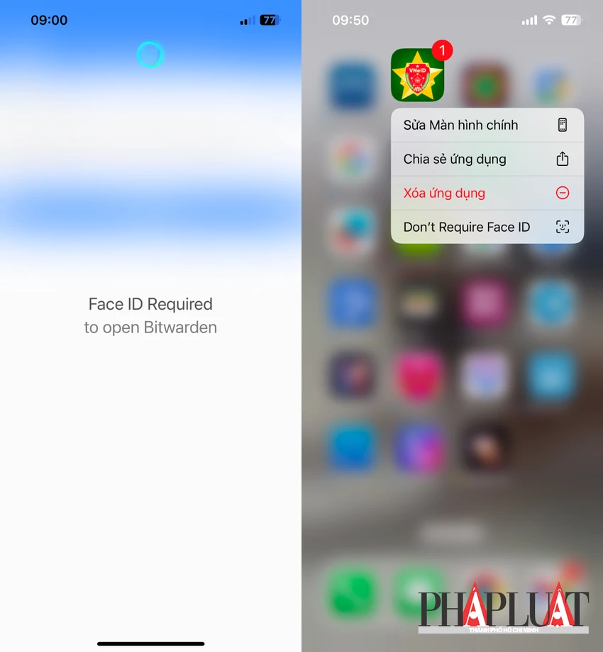 Bảo mật các ứng dụng quan trọng trên iPhone bằng Face ID. Ảnh: MINH HOÀNG