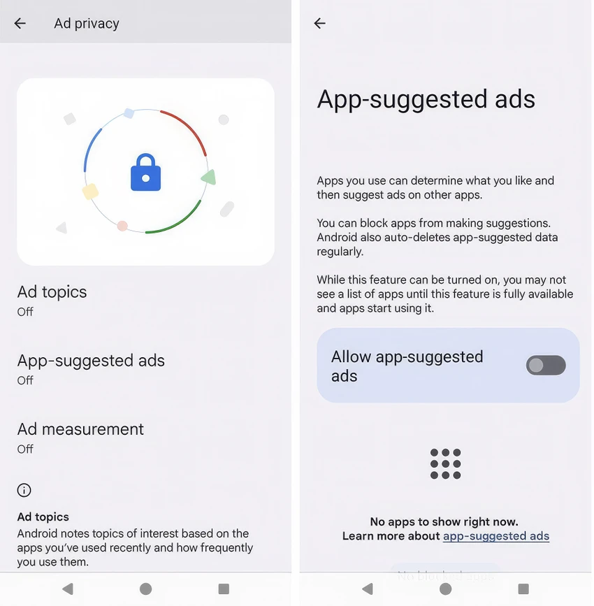Tắt quảng cáo trên Android được đề xuất bởi các ứng dụng. Ảnh: Kaspersky