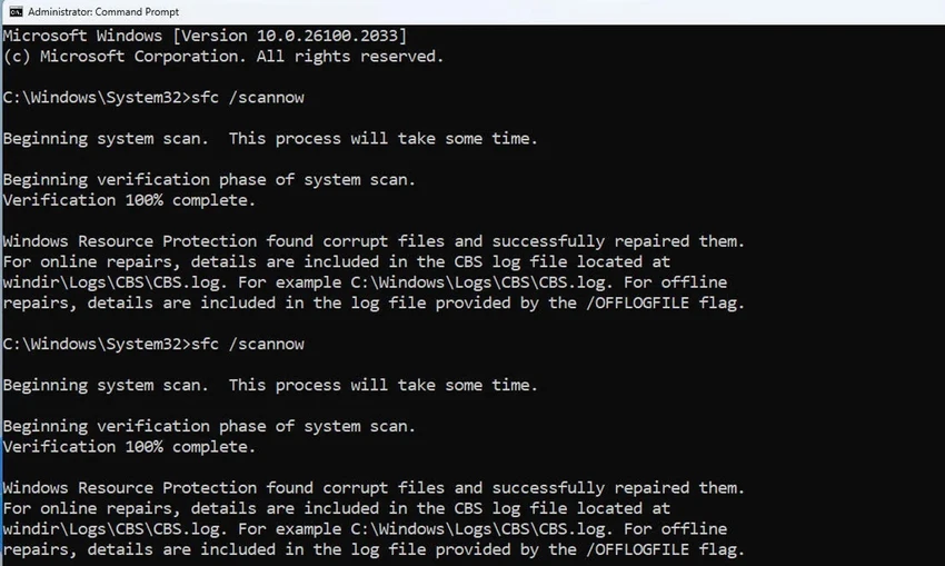 Lỗi SFC sau khi cập nhật Windows 11 2024. Ảnh: ZDNET
