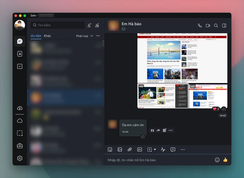 Zalo PC phiên bản mới được cải thiện hiệu năng, hạn chế giật lag. Ảnh: TIỂU MINH