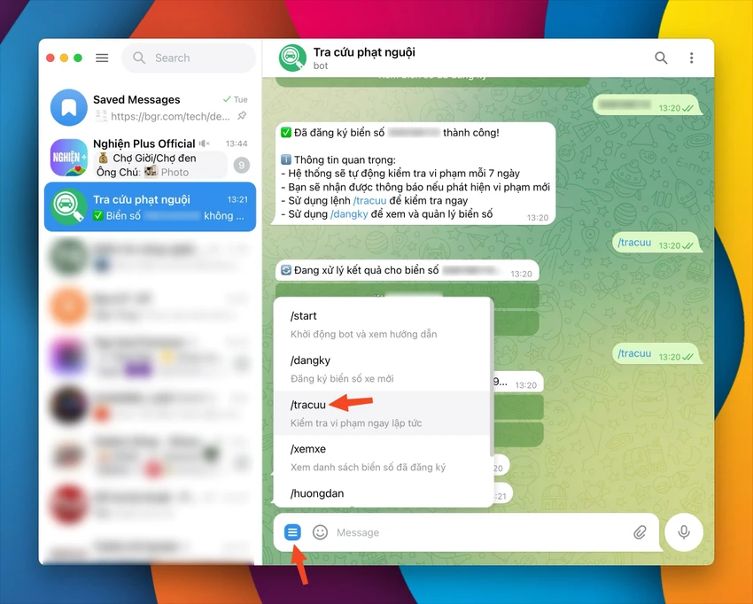 Cách tra cứu phạt nguội mới nhất trên Telegram năm 2025. Ảnh: MINH HOÀNG