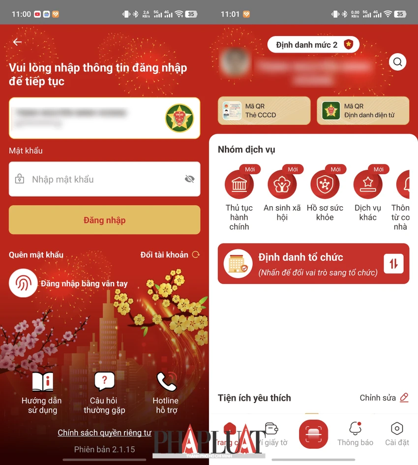 Ứng dụng VNeID 2.1.15 được bổ sung hàng loạt tính năng mới. Ảnh: MINH HOÀNG