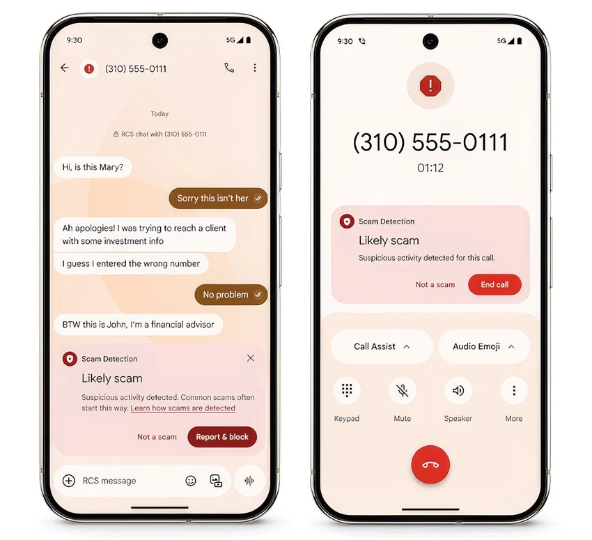 Tính năng AI mới của Google giúp phát hiện tin nhắn và cuộc gọi lừa đảo. Ảnh: Google