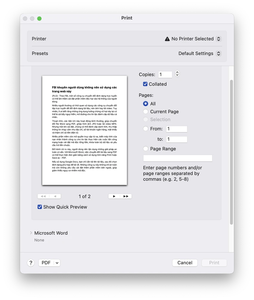 Cách đơn giản để chuyển file Word thành PDF. Ảnh: TIỂU MINH
