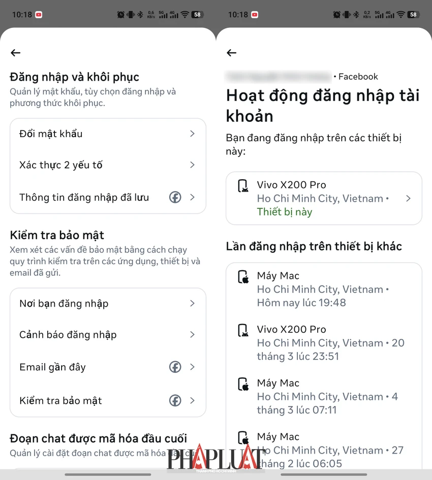 Đăng xuất tất cả các thiết bị đang sử dụng tài khoản mạng xã hội. Ảnh: MINH HOÀNG