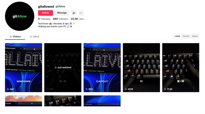 Một kênh TikTok tạo video để lừa người dùng tải xuống phần mềm độc hại. Ảnh: TrendMicro