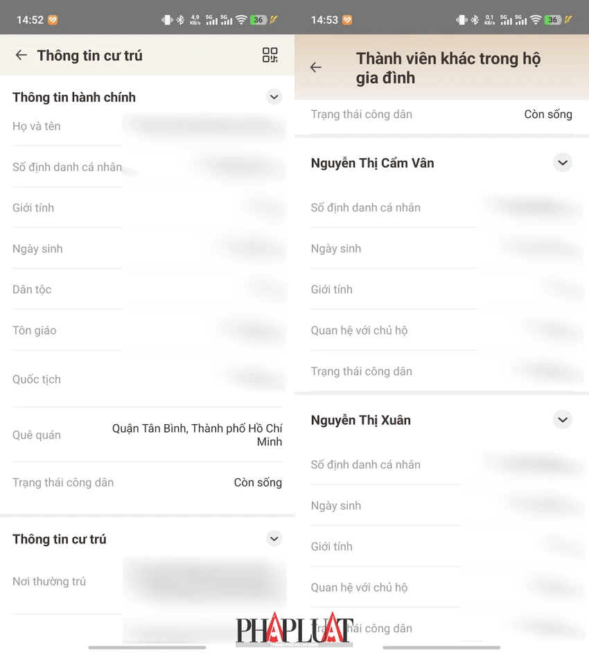 Xem thông tin cư trú trên ứng dụng VNeID. Ảnh: MINH HOÀNG