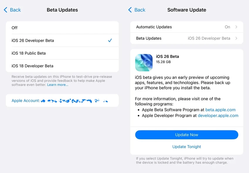 Cách cài đặt bản cập nhật iOS 26 beta. Ảnh: CNET