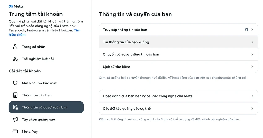Cài đặt Facebook. Ảnh: MINH HOÀNG