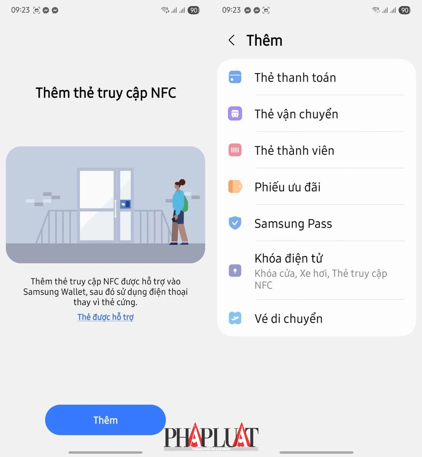 Thêm thẻ thang máy, thẻ giữ xe… vào điện thoại Samsung. Ảnh: TIỂU MINH