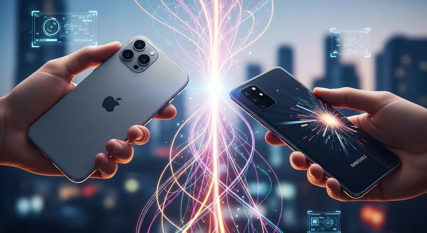 Apple và Samsung cạnh tranh gay gắt trên thị trường smartphone. Ảnh minh họa: AI
