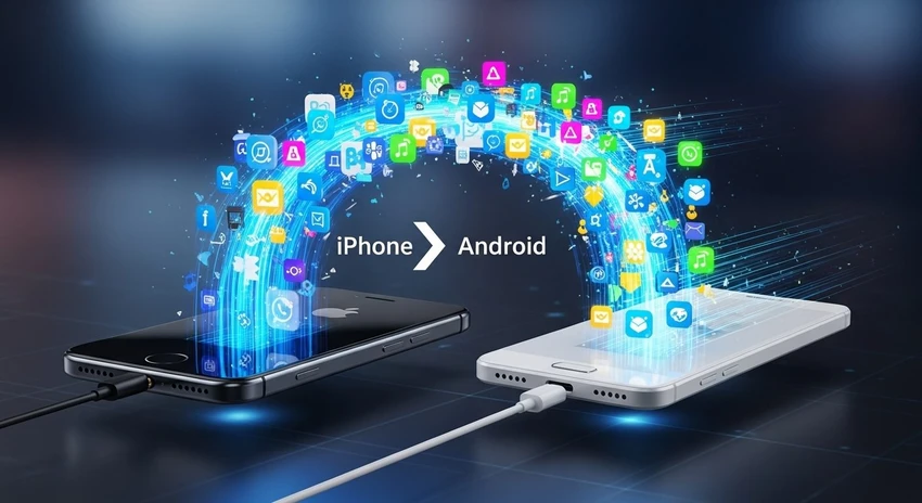 Nhiều ứng dụng miễn phí hỗ trợ chuyển từ iPhone sang Android. Ảnh minh họa: AI
