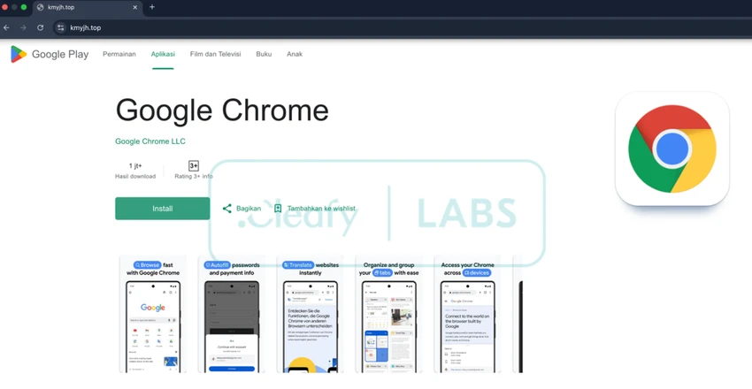 Trang web giả mạo Google Play để lừa người dùng cài đặt ứng dụng độc hại. Ảnh: Cleafy