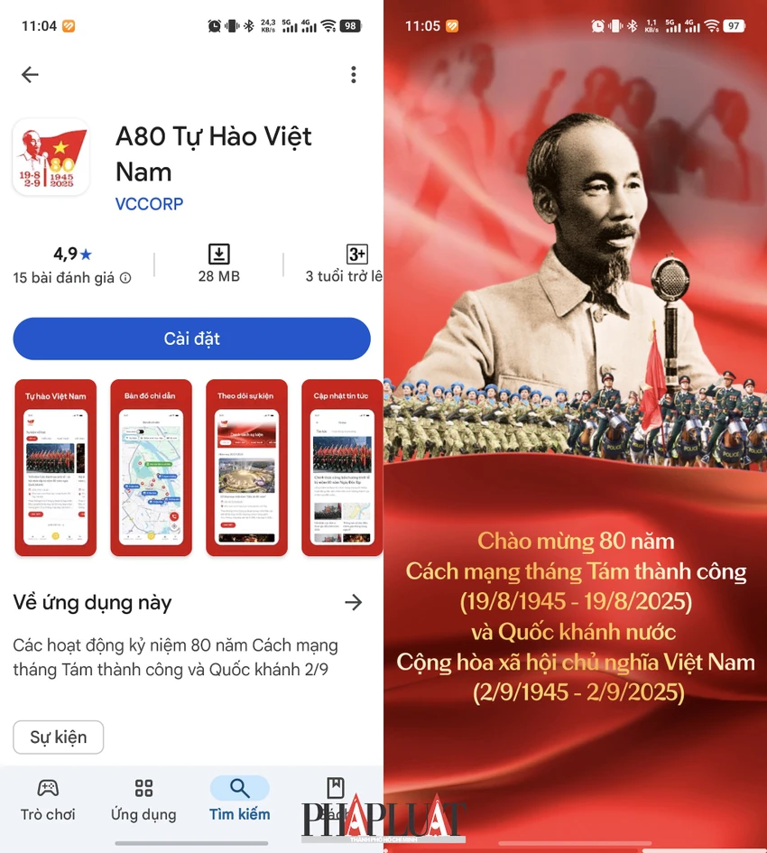 Cài đặt ứng dụng A80 - Tự hào Việt Nam trên điện thoại. Ảnh: TIỂU MINH