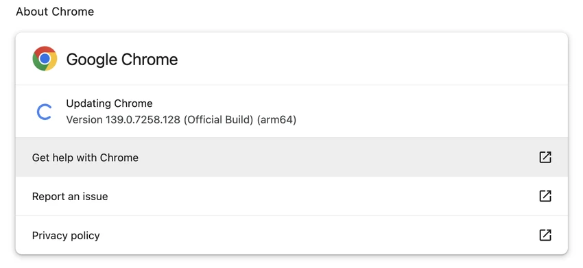 Cập nhật trình duyệt Google Chrome lên phiên bản mới nhất. Ảnh: TIỂU MINH