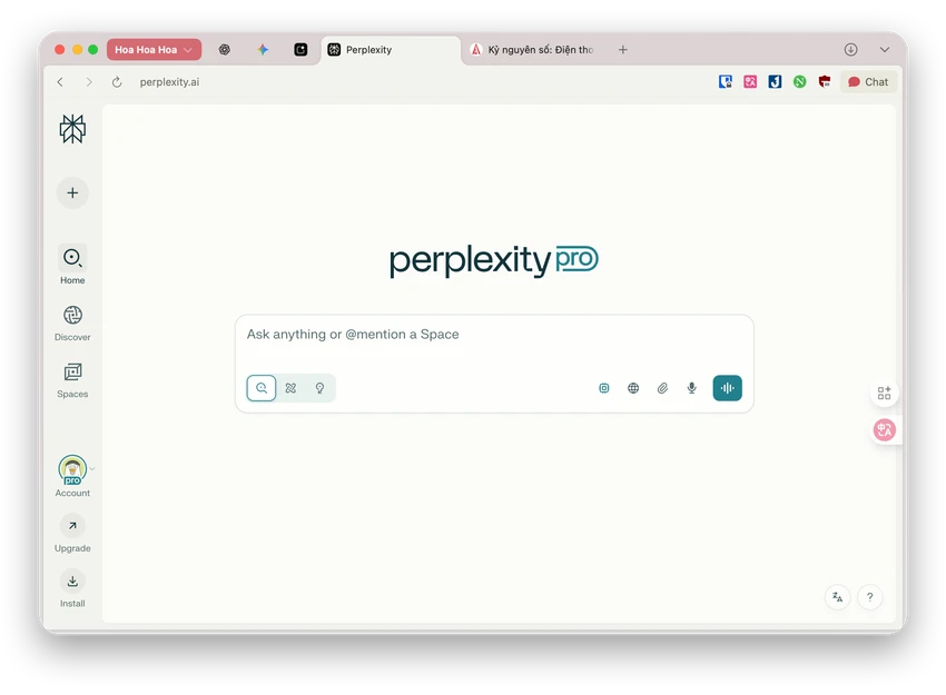 Ứng dụng AI Perplexity trên nền web. Ảnh: TIỂU MINH