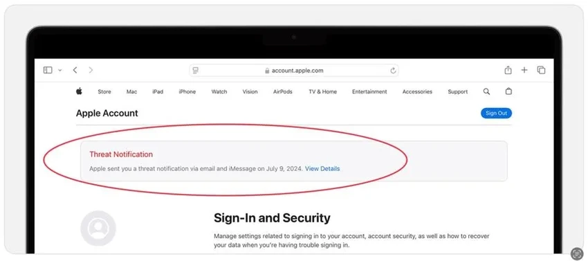 Apple cảnh báo người dùng về phần mềm gián điệp. Ảnh: Apple