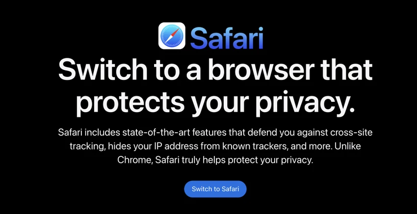 Apple khuyên người dùng nên chuyển sang sử dụng trình duyệt Safari. Ảnh: TIỂU MINH