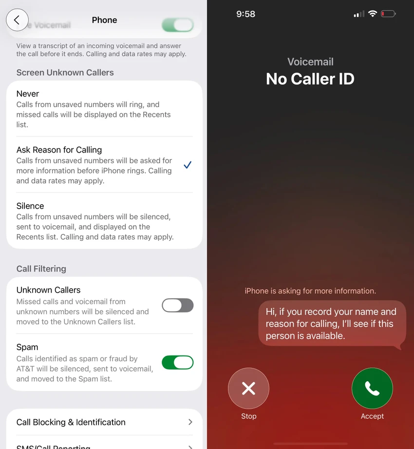 Cách bật tính năng lọc cuộc gọi rác trên iPhone iOS 26. Ảnh: Business Insider
