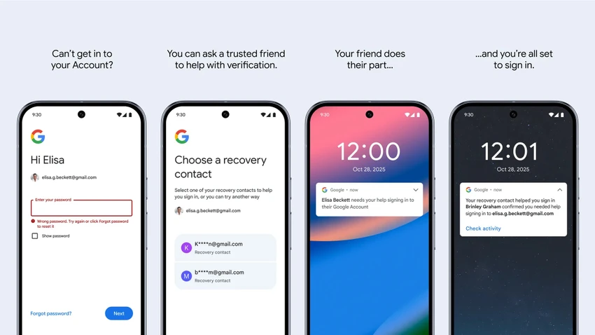 Tính năng Recovery Contacts giúp bạn không bị khóa tài khoản. Ảnh: Google