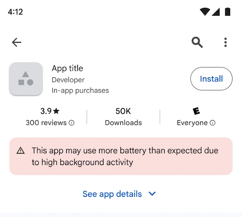 Google cảnh báo các ứng dụng hao pin trên Play Store. Ảnh: Google