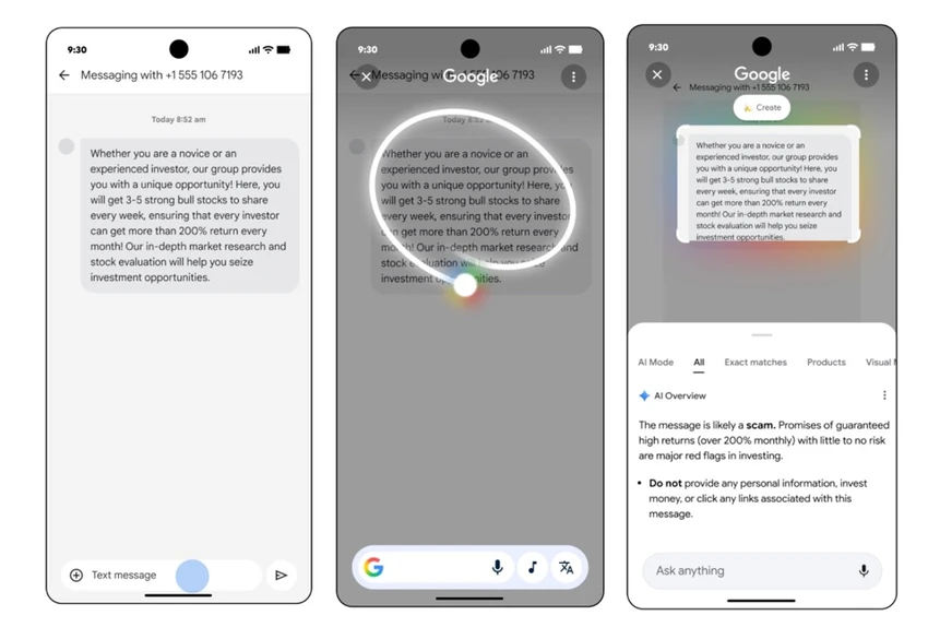Tính năng giúp phát hiện tin nhắn lừa đảo của Google.