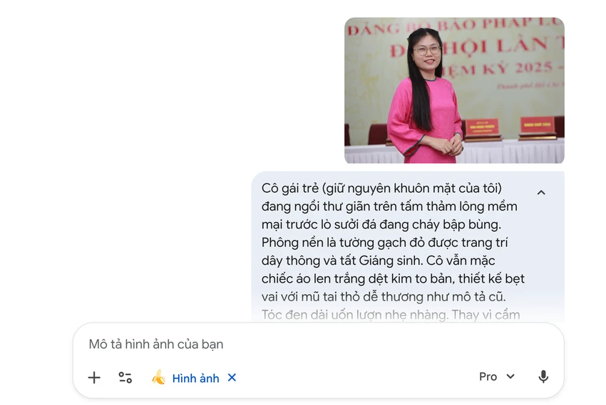 Tạo ảnh chân dung bằng Gemini. Ảnh: MINH HOÀNG