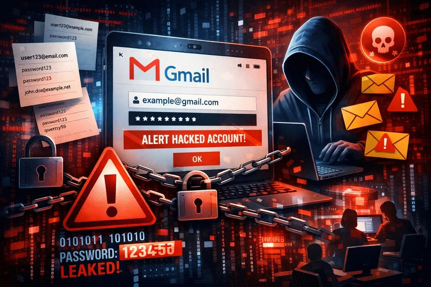 Hơn 48 triệu tài khoản Gmail bị rò rỉ. Ảnh minh họa: AI