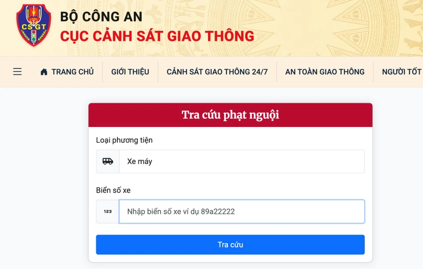 Cách tra cứu phạt nguội mới nhất trên website của Cục Cảnh sát Giao thông. Ảnh: TIỂU MINH