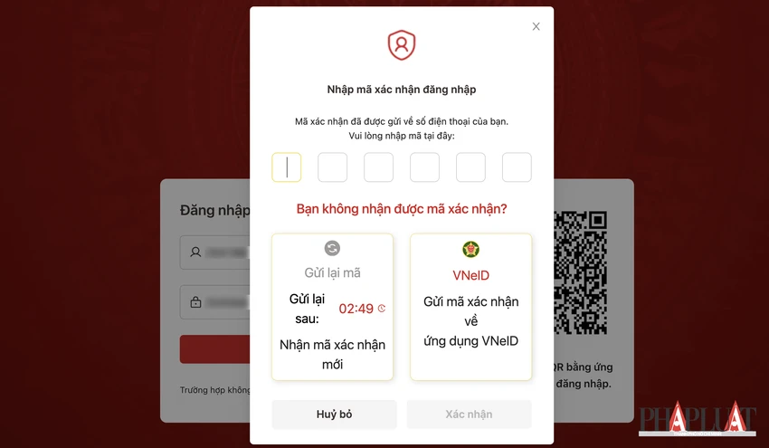 Đăng nhập cổng dịch vụ bằng tài khoản VNeID. Ảnh: MINH HOÀNG