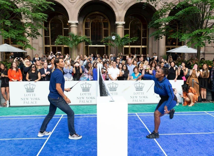 Ngoài quần vợt, Nadal và Serena cũng từng giao đấu môn cầu lông. Ảnh: GETTY Ngoài quần vợt, Nadal và Serena cũng từng giao đấu môn cầu lông. Ảnh: GETTY