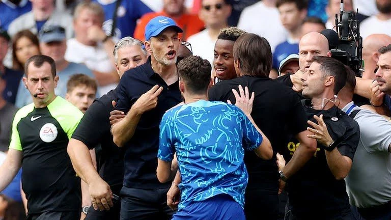 Tuchel và Conte nổi đóa sau trận hòa 2-2. Ảnh: REUTERS Tuchel và Conte nổi đóa sau trận hòa 2-2. Ảnh: REUTERS