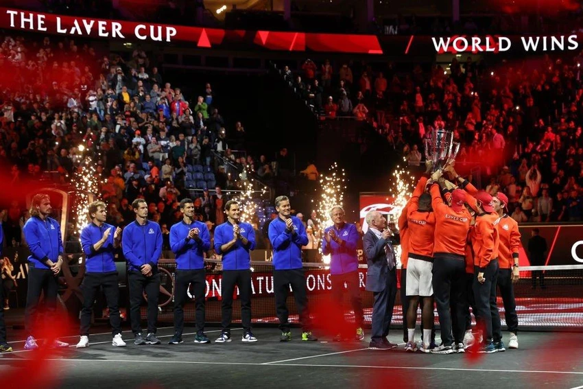 Khoảnh khắc Team Thế giới đăng quang Laver Cup. Ảnh: GETTY