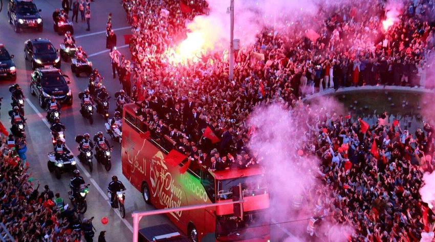 Các tuyển thủ Morocco được chào đón như những người hùng. Ảnh: GETTY Các tuyển thủ Morocco được chào đón như những người hùng. Ảnh: GETTY