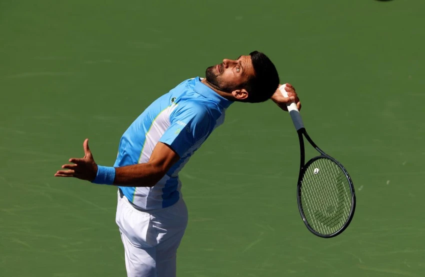 Ở tuổi 36 nhưng Djokovic vẫn rất dẻo dai trên sân đấu. Ảnh: GETTY Ở tuổi 36 nhưng Djokovic vẫn rất dẻo dai trên sân đấu. Ảnh: GETTY