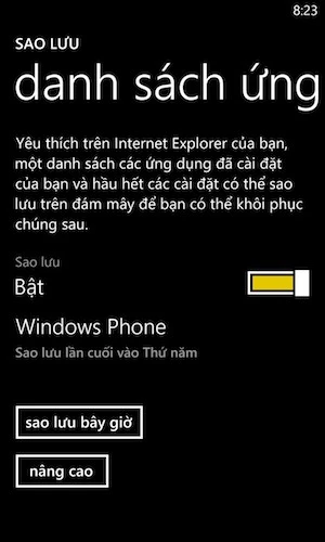 Sao lưu và khôi phục dữ liệu trên thiết bị Windows Phone 8 ảnh 2 Sao lưu và khôi phục dữ liệu trên thiết bị Windows Phone 8 ảnh 2