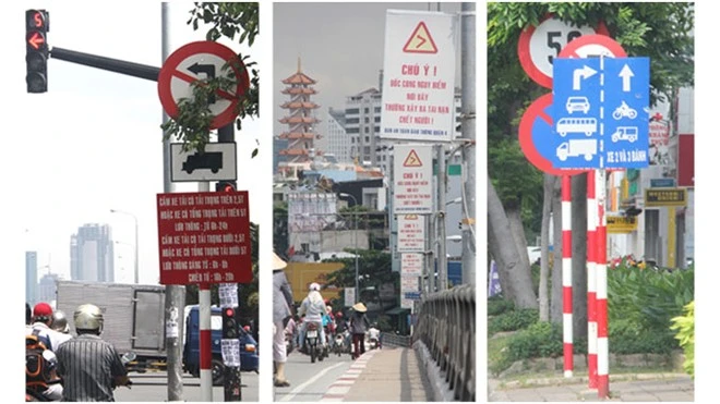 Lộn xộn, loạn xạ biển báo giao thông ở Sài Gòn ảnh 1 Lộn xộn, loạn xạ biển báo giao thông ở Sài Gòn ảnh 1
