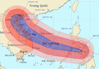 Siêu bão Hải Yến giật trên cấp 17, di chuyển nhanh ảnh 1 Siêu bão Hải Yến giật trên cấp 17, di chuyển nhanh ảnh 1