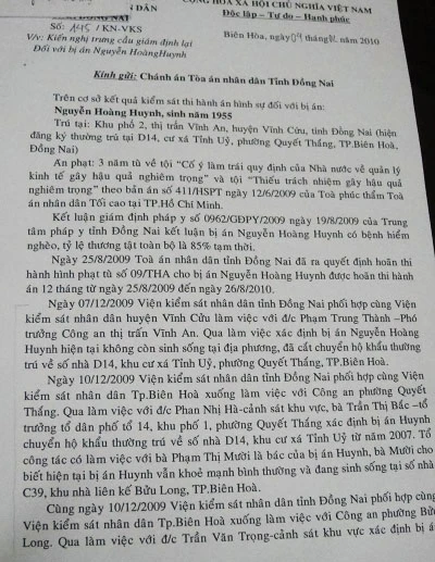 Xem toàn văn các văn bản liên quan vụ ông Huynh được hoãn thi hành án tù ảnh 4 Xem toàn văn các văn bản liên quan vụ ông Huynh được hoãn thi hành án tù ảnh 4