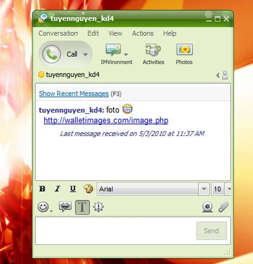 Người dùng Yahoo Messenger “náo loạn” vì dính loại virus lạ ảnh 1 Người dùng Yahoo Messenger “náo loạn” vì dính loại virus lạ ảnh 1