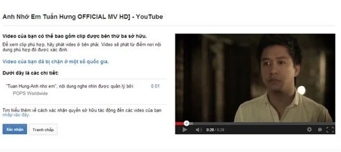 Ca sĩ VN được bảo hộ bản quyền âm nhạc trên YouTube ảnh 1 Ca sĩ VN được bảo hộ bản quyền âm nhạc trên YouTube ảnh 1