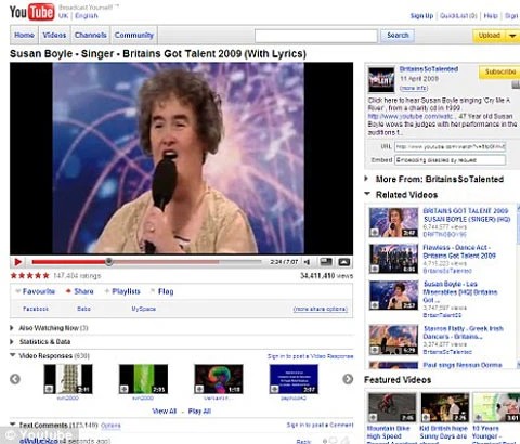 Clip của Susan trên Youtube khiến thế giới phát cuồng. Ảnh: YT. Clip của Susan trên Youtube khiến thế giới phát cuồng. Ảnh: YT.